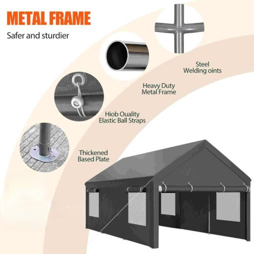 Garajes/Carpas Portátiles 3.6 x 6 con ventanas